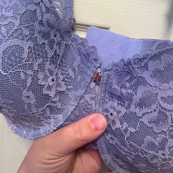 Savage x Fenty NWT Periwinkle Floral Lace Balconette Demi Bra Size 46 D - Picture 6 of 9